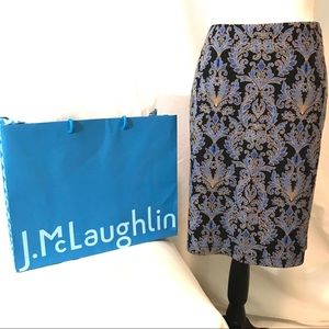 J. McLaughlin Black, Blue & Gold Pencil Skirt
